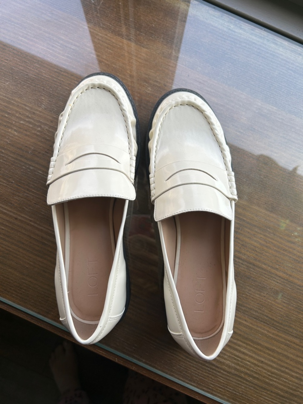 Loft Classic Cream Leather Penny Loafers for Women - Picture 5 of 7